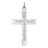 Cross Lord''s Prayer Charm Pendant in Real 925 Sterling Silver