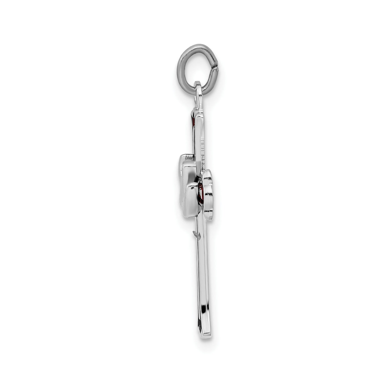 Sterling Silver Cross Pendant with Red Enamel Dove, Christian Faith Symbol for Men and Women