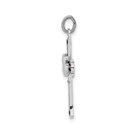 Sterling Silver Cross Pendant with Red Enamel Dove, Christian Faith Symbol for Men and Women