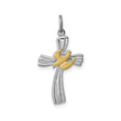 Sterling Silver Cross Pendant with Gold Vermeil Dove Symbol, Religious Faith Jewelry
