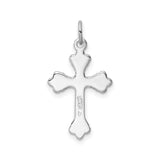 Sterling Silver Cross Pendant with Green Enamel, Emerald Inlay, and Patonce Starburst Design