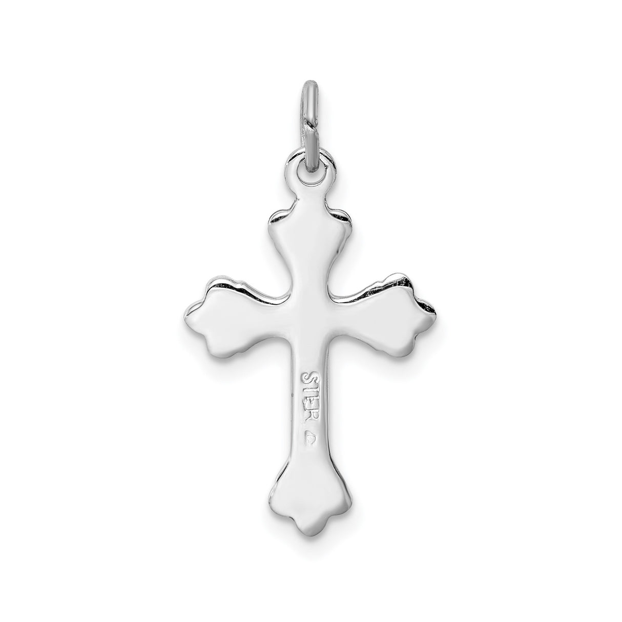 Sterling Silver Cross Pendant with Pink Enamel Floral Detail, Religious Design for Men and Women