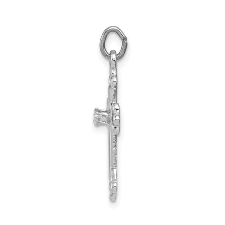 Sterling Silver Cross Pendant with Cubic Zirconia, Openwork Design, Lightweight Spiritual Jewelry