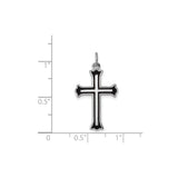 Sterling Silver Cross Pendant with Black Enamel, Flared Tip Fleur Design, Vintage Style