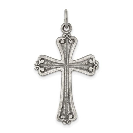 Sterling Silver Cross Pendant with Antique Finish, Baroque Gothic Style for Men and Women