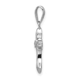 Sterling Silver Cross Pendant with Cubic Zirconia, Polished Modern Spiritual Design