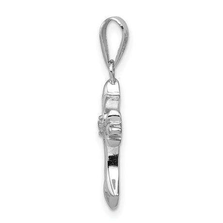 Sterling Silver Cross Pendant with Cubic Zirconia, Polished Modern Spiritual Design