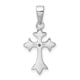 Sterling Silver Cross Pendant with Cubic Zirconia, Polished Modern Spiritual Design