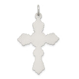 Sterling Silver Cross Pendant with Vintage Scrollwork, Gothic Floral Religious Design