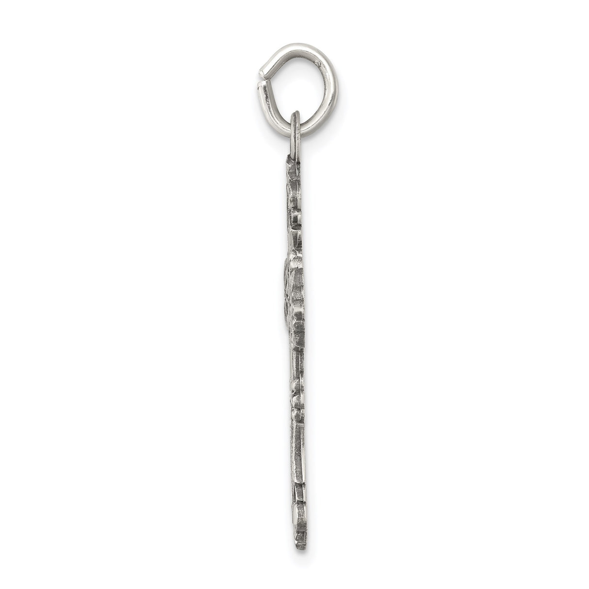 Sterling Silver Cross Pendant with Baroque Scrollwork and Aged Finish, Gothic Style