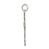 Sterling Silver Cross Pendant with Baroque Scrollwork and Aged Finish, Gothic Style