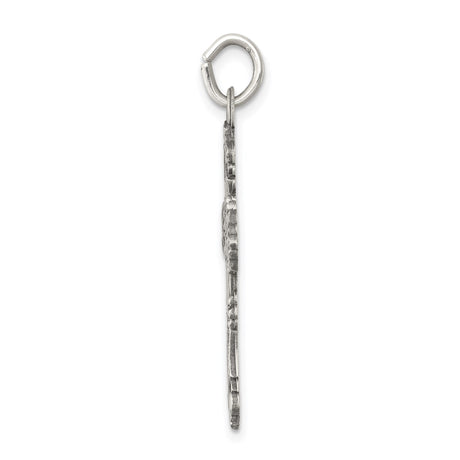 Sterling Silver Cross Pendant with Baroque Scrollwork and Aged Finish, Gothic Style