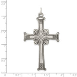 Sterling Silver Cross Pendant with Ornate Scrollwork and Antique Patina Finish