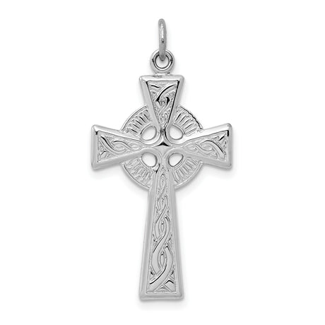 Sterling Silver Celtic Cross Pendant with Knot Pattern Design for Men and Women