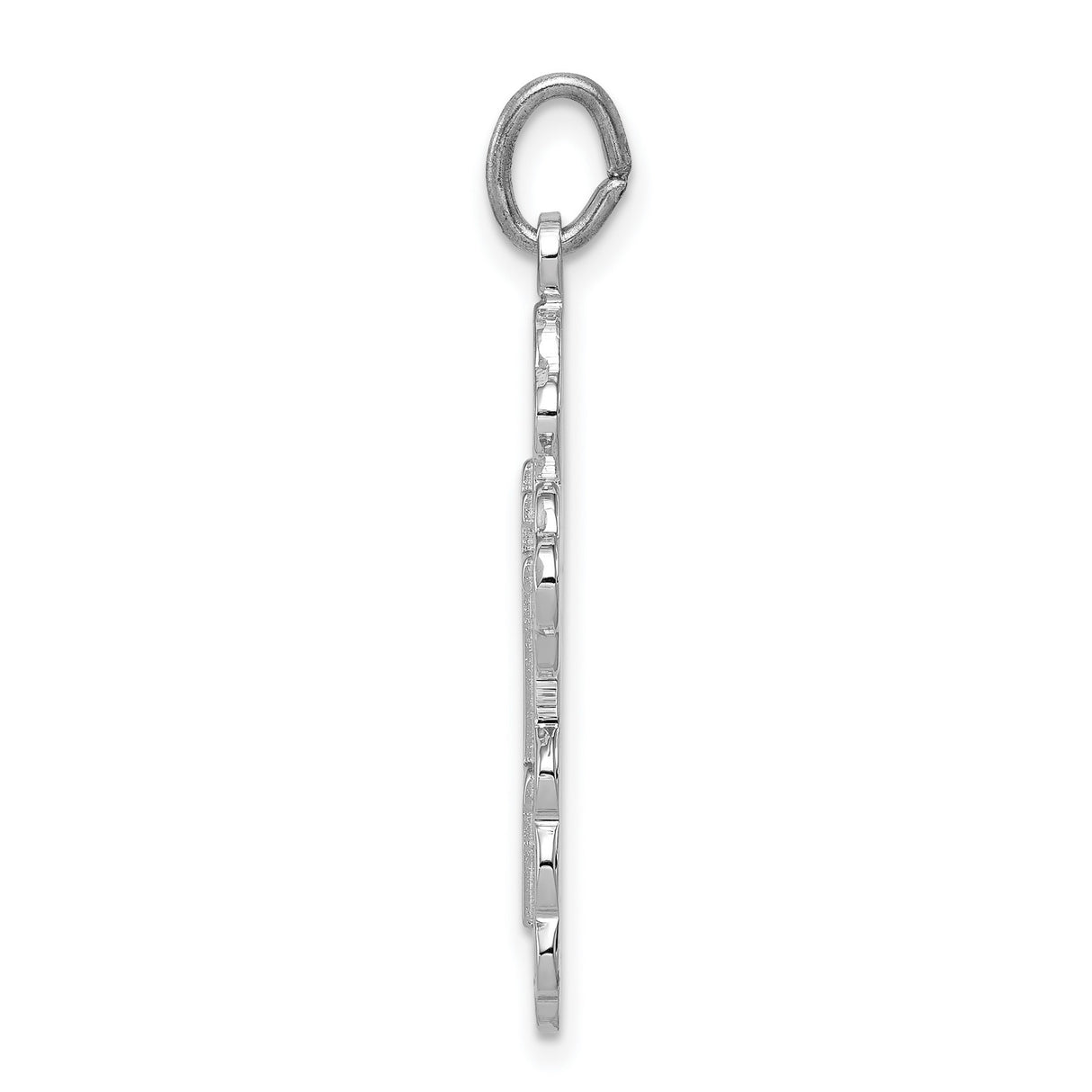 Budded Blue Eastern Orthodox Cross Charm Pendant in Real 925 Sterling Silver