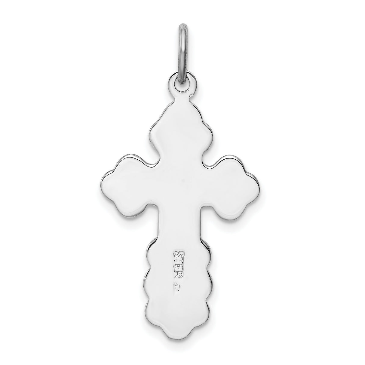 Budded Blue Eastern Orthodox Cross Charm Pendant in Real 925 Sterling Silver