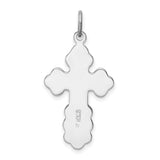 Budded Blue Eastern Orthodox Cross Charm Pendant in Real 925 Sterling Silver
