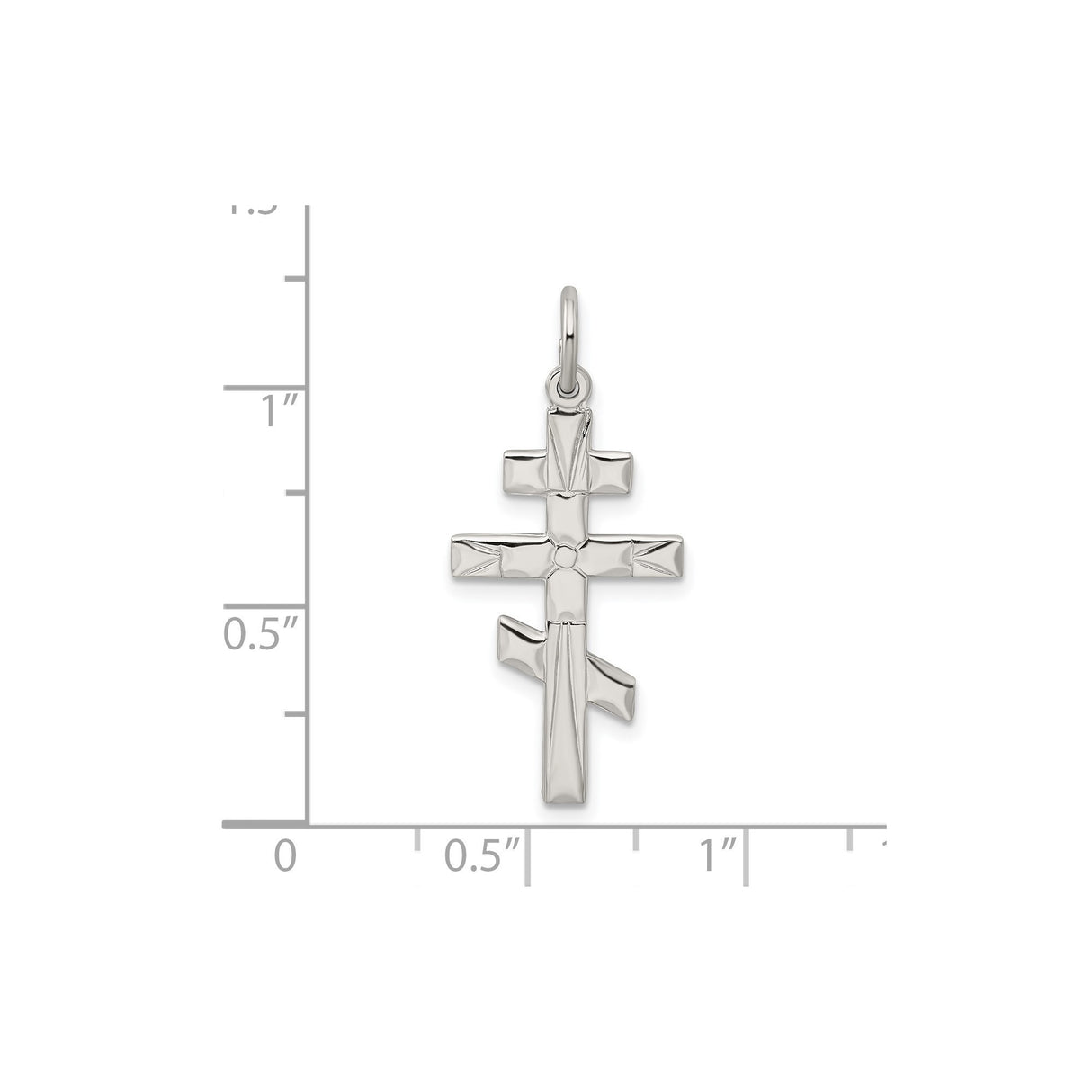 Sterling Silver Eastern Orthodox Cross Pendant, Polished Flat Back Religious Charm for Men and Women