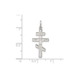 Sterling Silver Eastern Orthodox Cross Pendant, Polished Flat Back Religious Charm for Men and Women