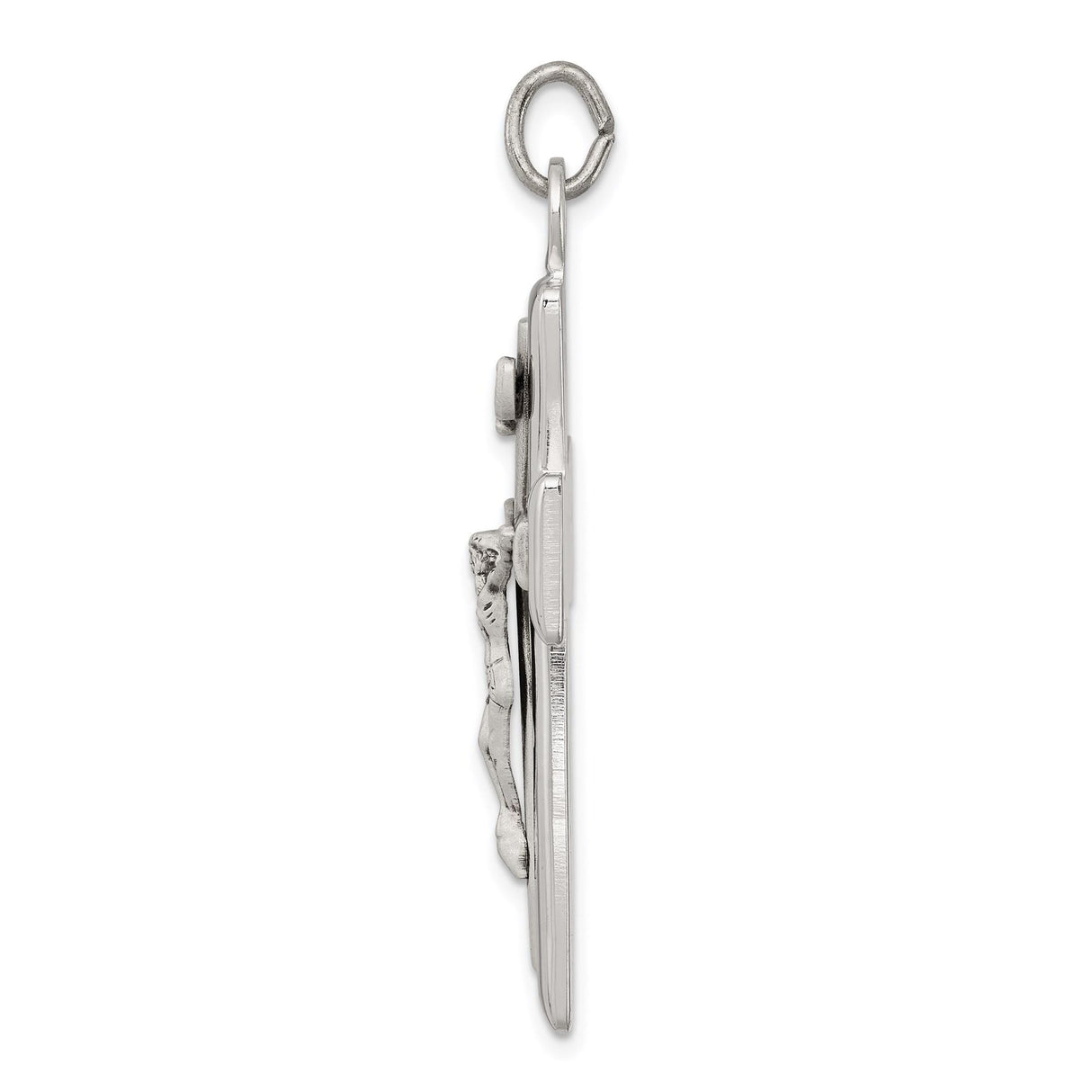 Sterling Silver Crucifix Cross Pendant with INRI Plaque and Jesus Figure