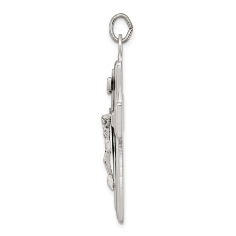 Sterling Silver Crucifix Cross Pendant with INRI Plaque and Jesus Figure