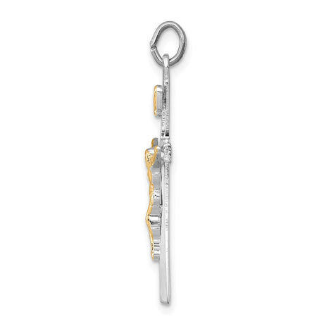 Sterling Silver Crucifix Cross Pendant with INRI and Sunburst Design for Men and Women