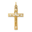 Sterling Silver Crucifix Cross Pendant with INRI Scroll and Textured Jesus Figure