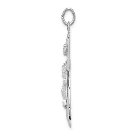 Sterling Silver Crucifix Pendant with Jesus INRI Charm, Religious Catholic Jewelry for Men and Women