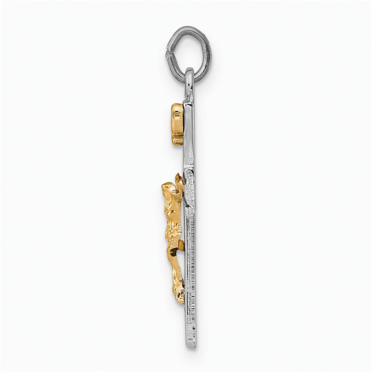 Sterling Silver Crucifix Cross Pendant with Gold Vermeil Detailing and INRI Banner