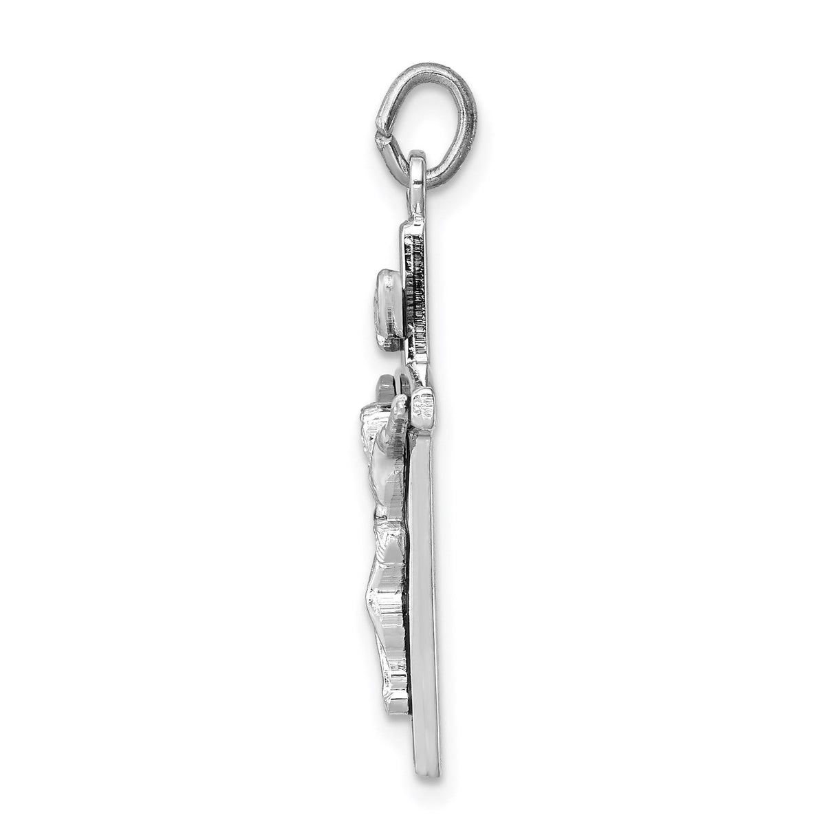 Sterling Silver Crucifix Cross Pendant with INRI and Jesus Figure for Men and Women
