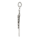 Sterling Silver Crucifix Pendant with Textured Woodgrain Cross and INRI Symbol