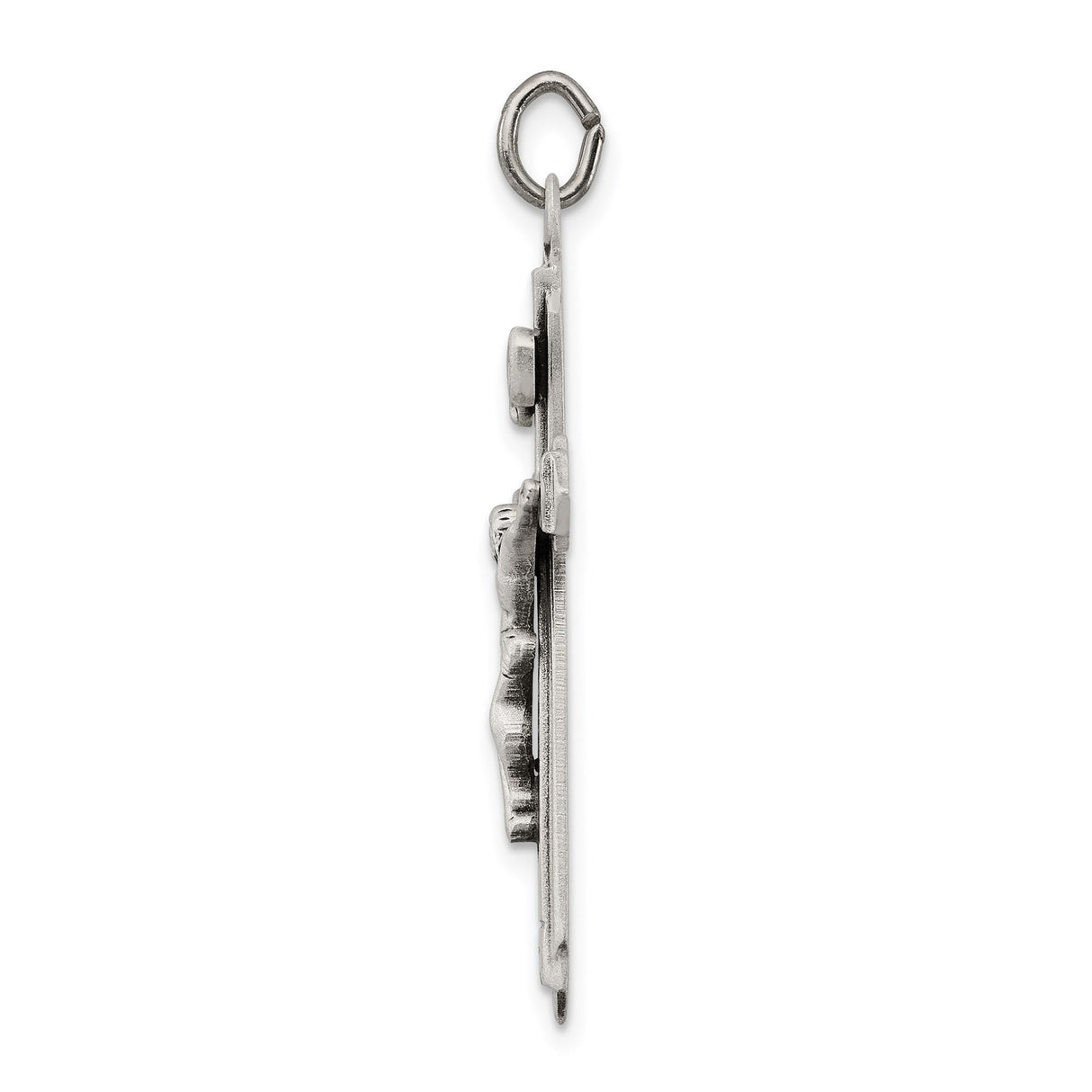 Sterling Silver Crucifix Cross Pendant with Matte Finish and Detailed Jesus Figure