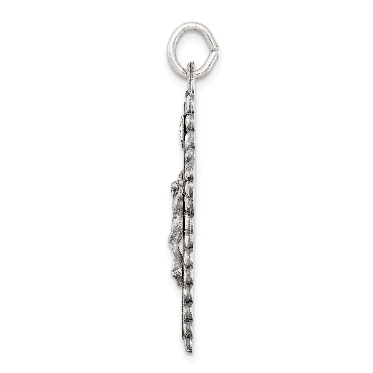 Sterling Silver Crucifix Cross Pendant with Raised Jesus and INRI Detail