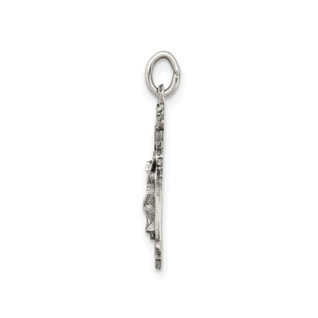 Sterling Silver Crucifix Cross Pendant with Jesus and Gothic Filigree Design