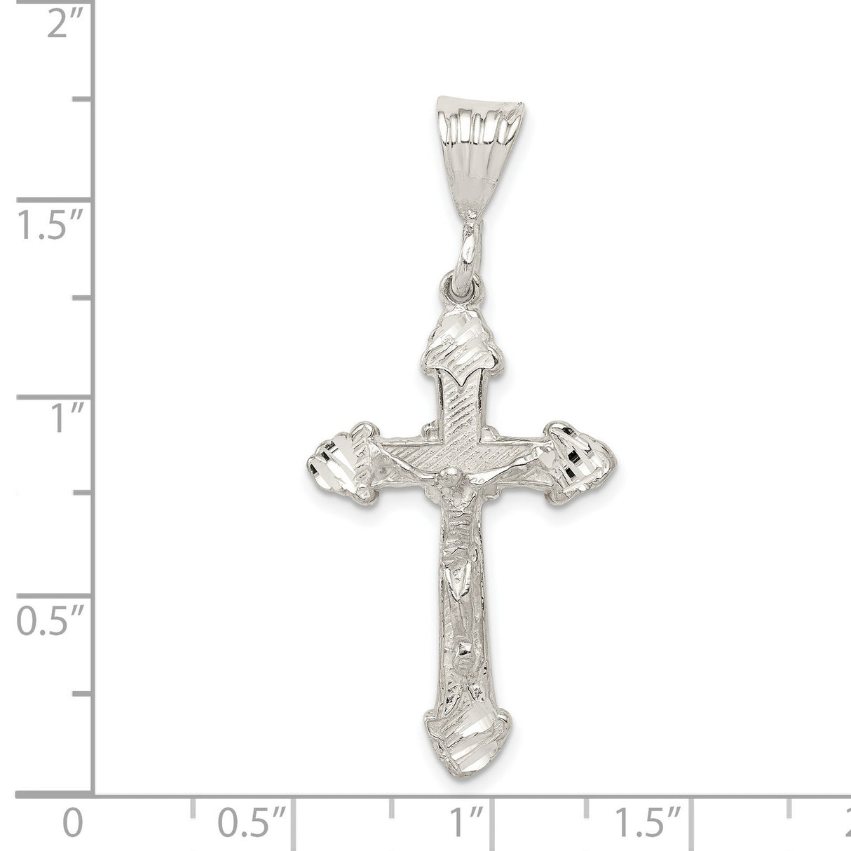 Sterling Silver Crucifix Cross Pendant with Textured Flared Ends, Bold Gothic Christian Style