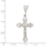 Sterling Silver Crucifix Cross Pendant with Textured Flared Ends, Bold Gothic Christian Style