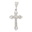 Sterling Silver Crucifix Cross Pendant with Textured Flared Ends, Bold Gothic Christian Style