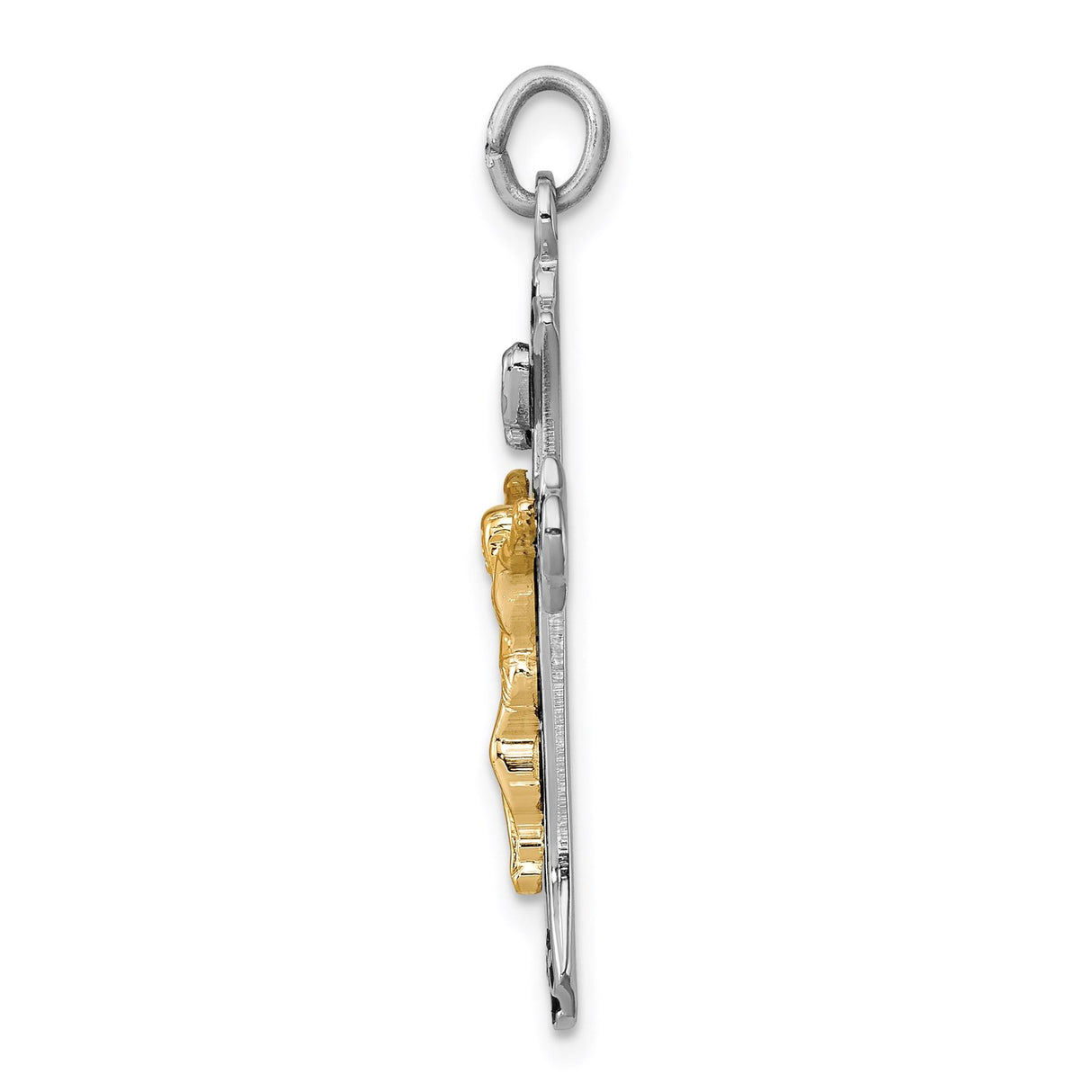 Sterling Silver Crucifix Cross Pendant with INRI Scrollwork and Baroque Details
