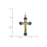 Sterling Silver Crucifix Cross Pendant with INRI Scrollwork and Baroque Details