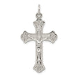 Sterling Silver Crucifix Cross Pendant with Detailed Jesus Figure, Textured Religious Design
