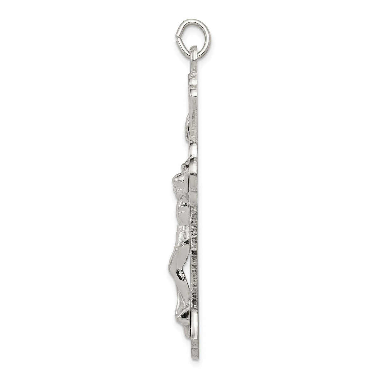 Sterling Silver Crucifix Pendant with Realistic Jesus Figure and Filigree Detailing