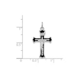 Sterling Silver Crucifix Pendant with INRI Detailing and Black Enamel Accents