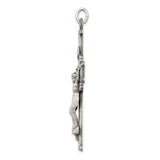 Sterling Silver Crucifix Pendant with INRI Jesus, Antiqued Scroll Design