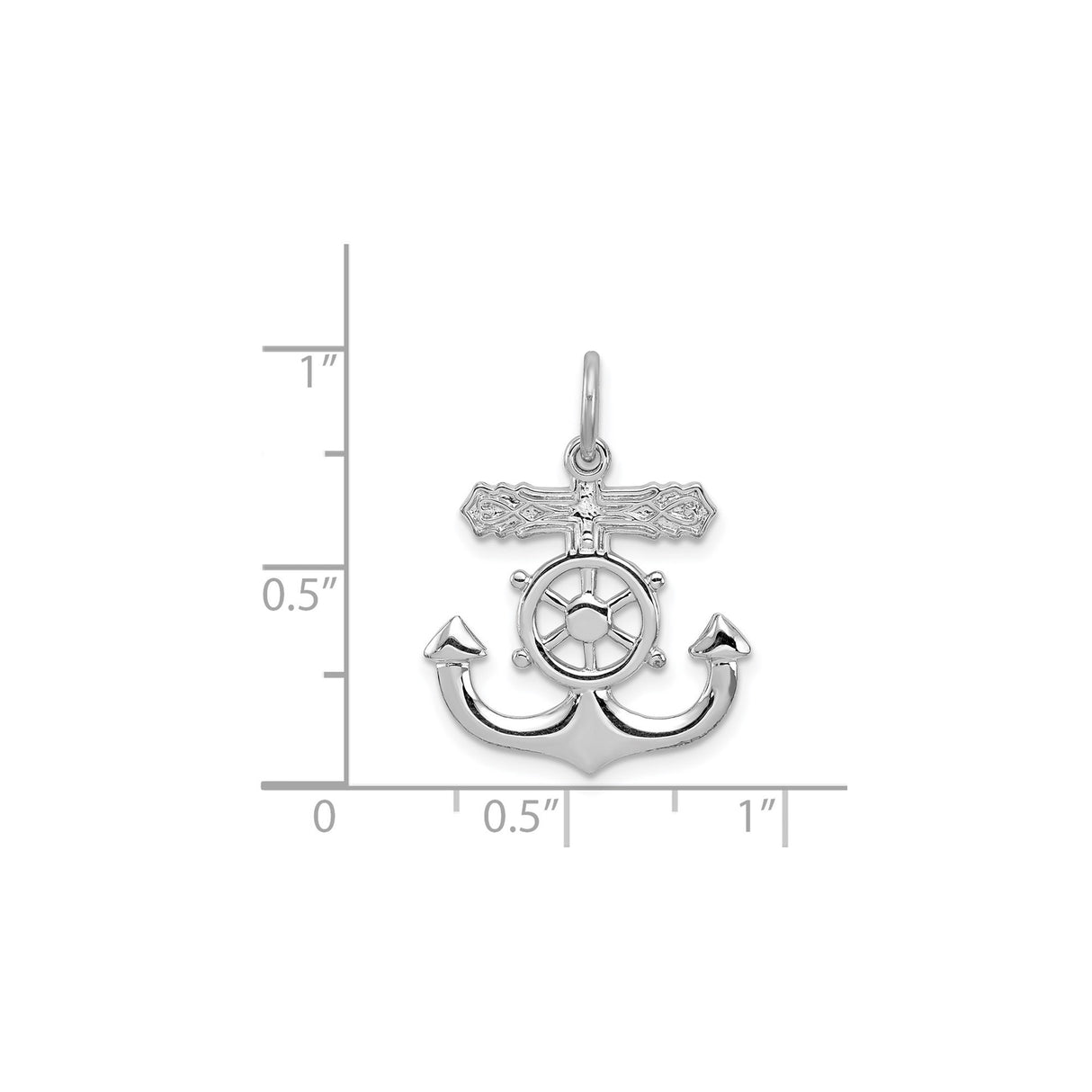 Sterling Silver Anchor Cross Pendant with Nautical Ship Wheel Design for Men and Women