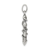 Sterling Silver Anchor Cross Pendant with Nautical Rope Detail and Vintage Religious Design