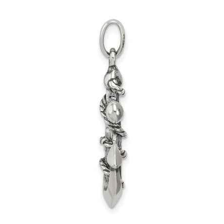 Sterling Silver Anchor Cross Pendant with Nautical Rope Detail and Vintage Religious Design