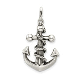 Sterling Silver Anchor Cross Pendant with Nautical Rope Detail and Vintage Religious Design