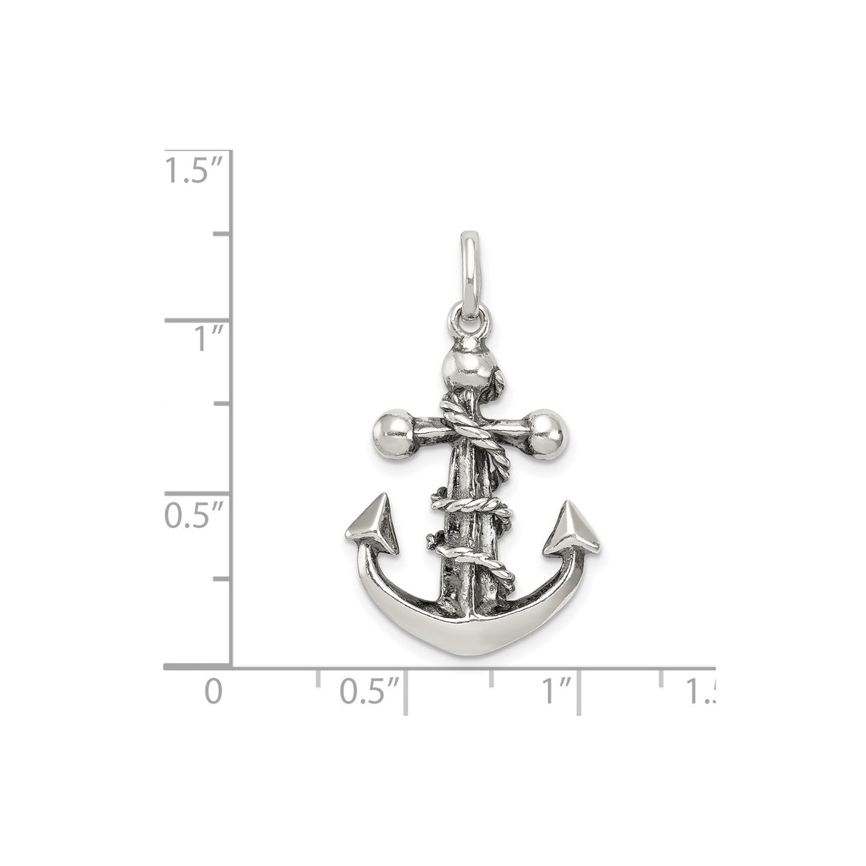 Sterling Silver Anchor Cross Pendant with Nautical Rope Detail and Vintage Religious Design