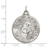 Sterling Silver Jesus Christ Pendant with Halo and Crown of Thorns , Catholic Medallion for Men or Women