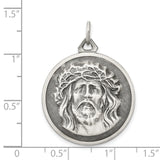Sterling Silver Jesus Pendant with Crown of Thorns, Christian Medallion for Men or Women